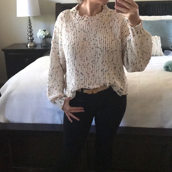 SOLD OUT- Cream Distressed Chenille Confetti - Picture 4 of 8